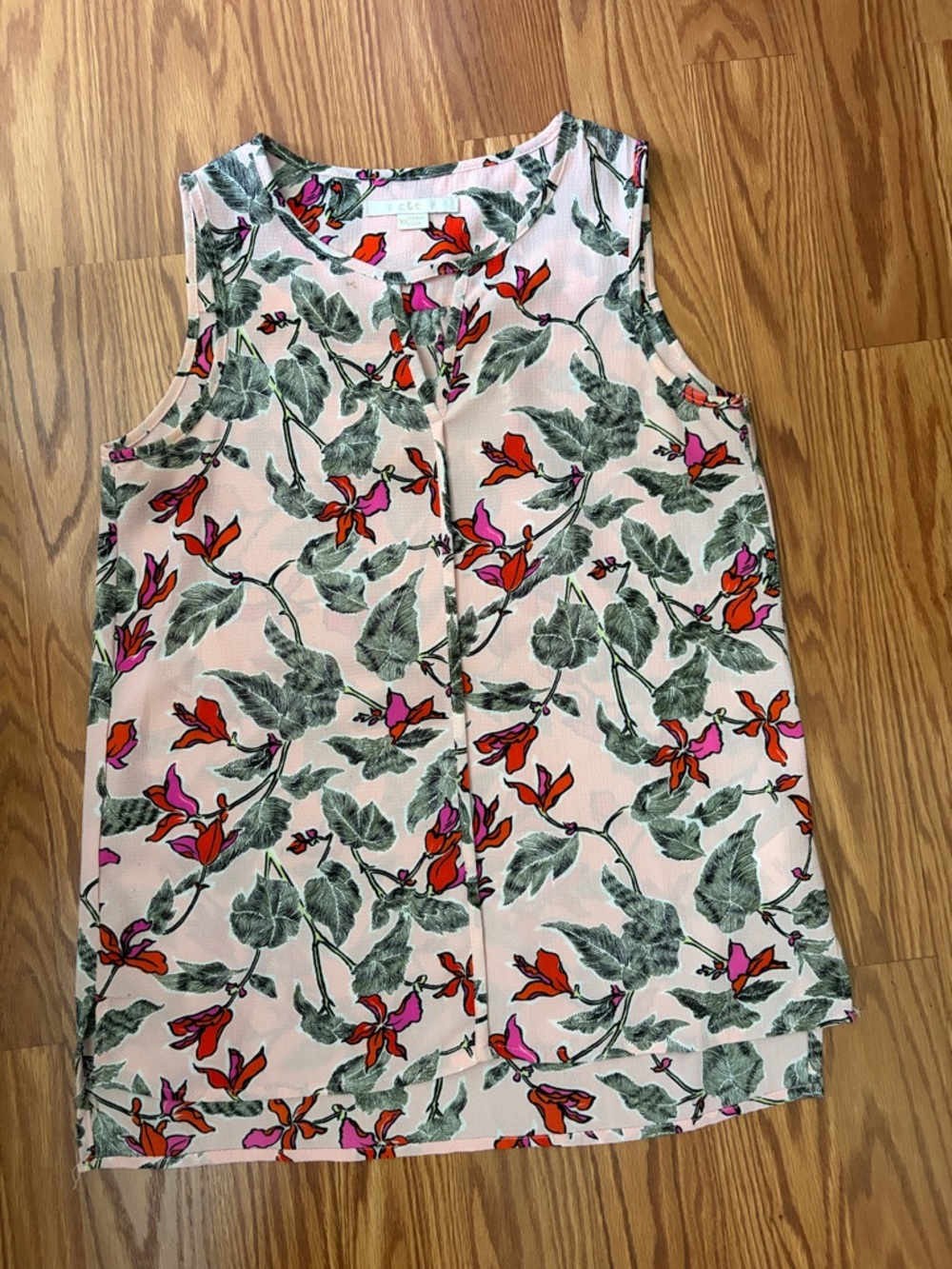 Floral Print Pink Tank Top - Women